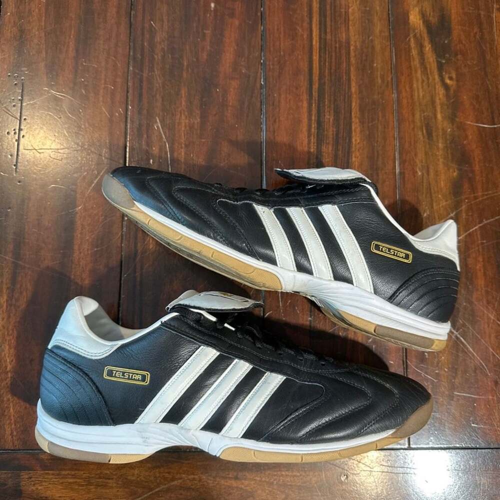 Vintage 2006 Adidas Telstar Indoor Soccer Black White Shoes